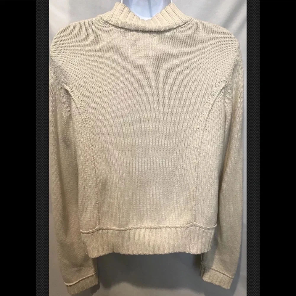NIC + ZOE Sweater Ivory Patchwork Button Front Cardigan Career Casual Cotton
